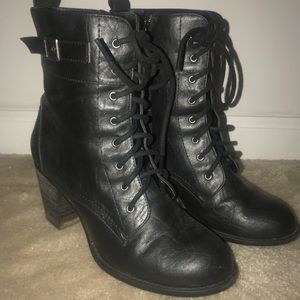 Black (faux) leather boots